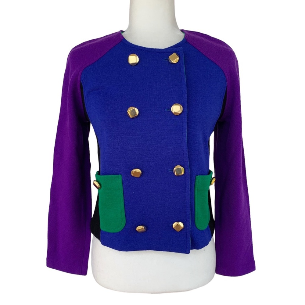 Vintage Adrienne Vittadini Colorblock Knit Blazer Jacket